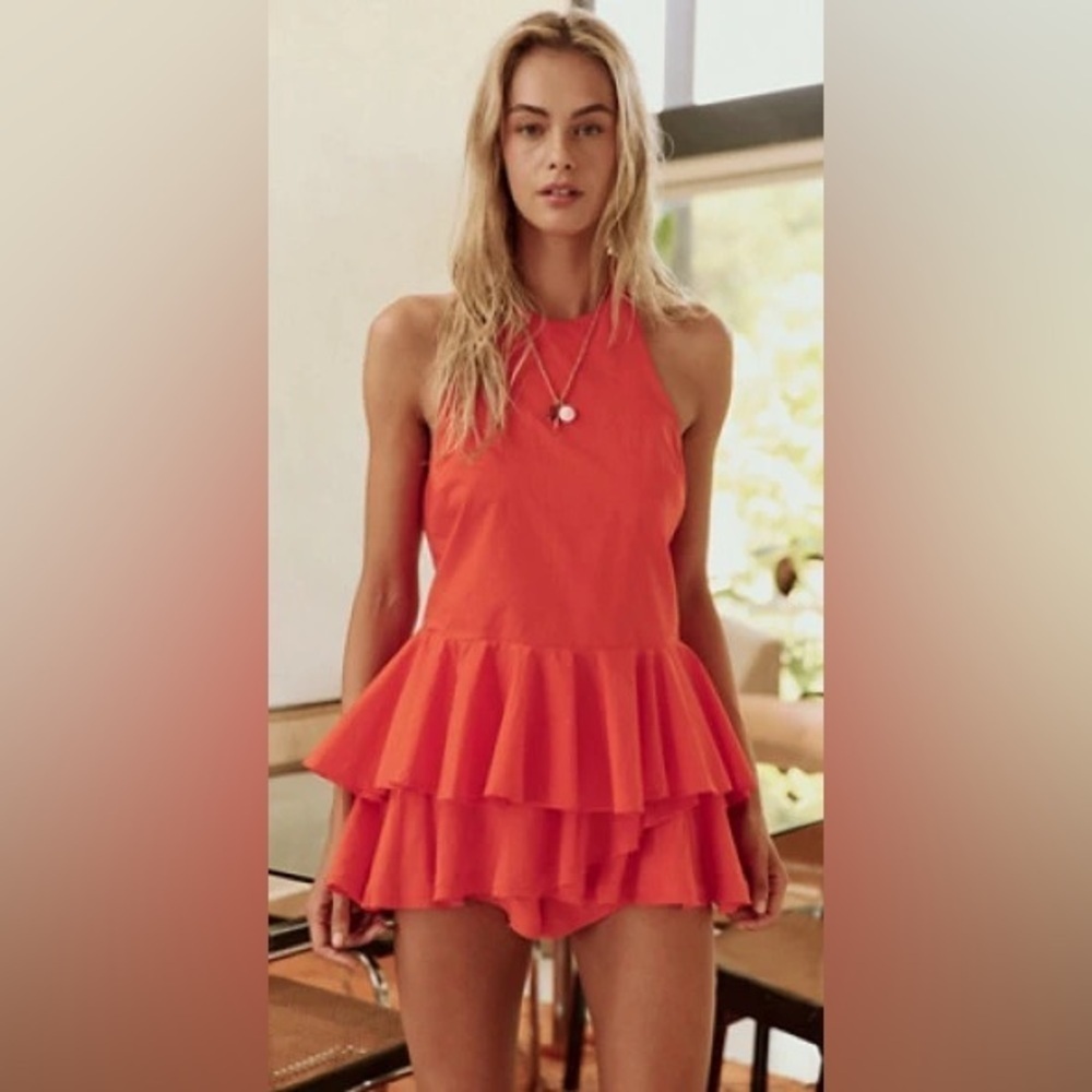 New Free People red Printemps Moment Top